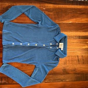 Princess Polly teal blue button up shirt